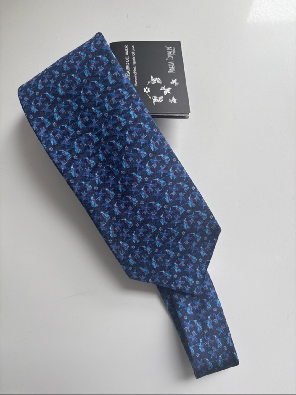 Men's Navy Blue Floral Silk Tie - Pineda Covalin